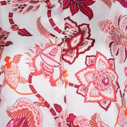 مملوكة مسبقًا Etro White Floral Printed Silk Long Sleeve Button Front Shirt L