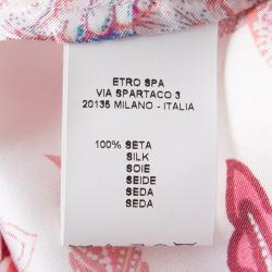 مملوكة مسبقًا Etro White Floral Printed Silk Long Sleeve Button Front Shirt L