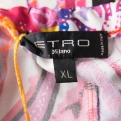 Pre Owned Etro Multicolor Printed Knit Elasticized Waist Pants XL