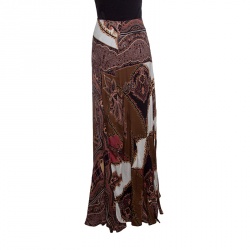 Pre Owned Etro Multicolor Paisley Printed Silk Maxi Skirt S