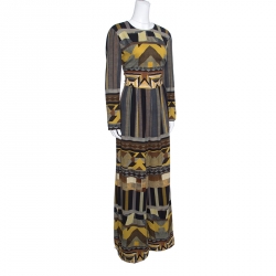 Etro Multicolor Geometric Printed Long Sleeve Jumpsuit M