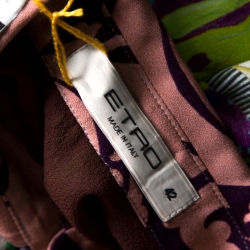 Pre Owned فستان إيترو قصير أزرار أمامية أكمام قصيرة مطبوع طباعة تجريدية متعددة الألوان M