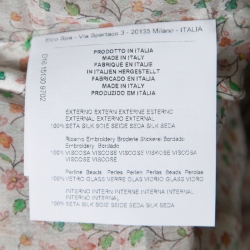 Pre Owned Etro Ivory Rose Floral Printed Silk Sequin Embellished Striated Ombré Sundress L