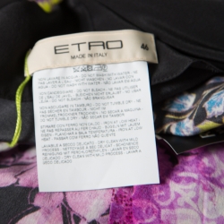 Pre Owned Etro Lavender and Black Floral Printed Sleeveless Draped Maxi Dress L