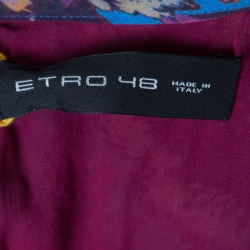 Pre Owned فستان ماكسي إيترو حرير مبطن بطيات أزرق مورد L