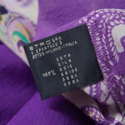 Etro Purple Paisley Border Printed Sheer Silk Maxi Kaftan ( One Size )