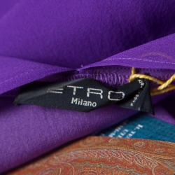 Etro Purple Paisley Border Printed Sheer Silk Maxi Kaftan ( One Size )