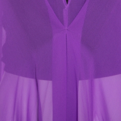 Etro Purple Paisley Border Printed Sheer Silk Maxi Kaftan ( One Size )