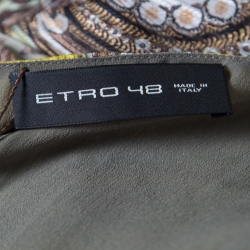 مملوكة مسبقًا فستان ماكسي إيترو حرير طباعة بيزلي متعدد الألوان رقبة واسعة L