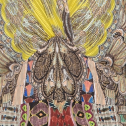 مملوكة مسبقًا فستان ماكسي إيترو حرير طباعة بيزلي متعدد الألوان رقبة واسعة L