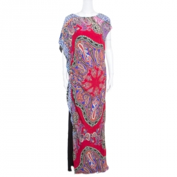 مملوكة مسبقًا فستان ماكسي إيترو طباعة بيزلي متعددة الألوان بديرابيه L