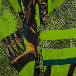 مملوكة مسبقًا Etro Multicolor Printed Silk Beaded Plunge Neck Draped Back Dress M