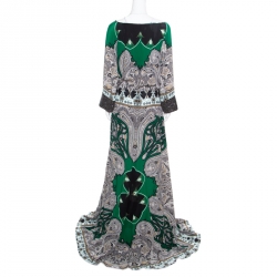 Pre Owned فستان ماكسي إيترو حرير طباعة بيزلي متعددة الألوان أساور مزخرفة L