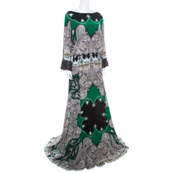 Pre Owned فستان ماكسي إيترو حرير طباعة بيزلي متعددة الألوان أساور مزخرفة L