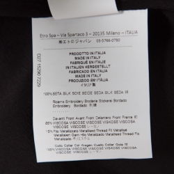 Pre Owned قميص إيترو كريب دو شين حرير أسود مطرز بأكمام طويلة L