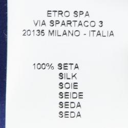 Pre Owned بلوزة إيترو حرير أزرق بطيات مزينة أكمام طويلة S