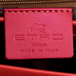 Pre Owned حقيبة كتف إيترو جلد طباعة بيزلي برتقالية حمراء