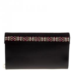 Pre Owned Etro Black Leather/Suede and Embellishment Chain Shoulder Bag