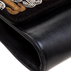 Pre Owned Etro Black Leather/Suede and Embellishment Chain Shoulder Bag