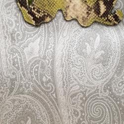 Pre Owned Etro Grey/Green Paisley Coated Canvas Python Embossed Detail Bag