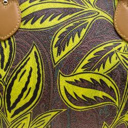 Pre Owned Etro Neon Green Paisley Printed Coated Canvas Satchel