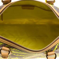 Pre Owned Etro Neon Green Paisley Printed Coated Canvas Satchel