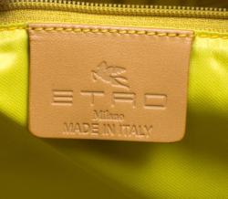 Pre Owned Etro Neon Green Paisley Printed Coated Canvas Satchel