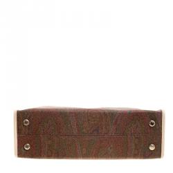 Etro Brown/Beige Paisley Coated Canvas Python Embossed Detail Bag