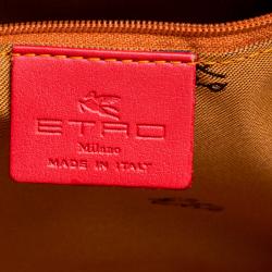 Etro Brown/Beige Paisley Coated Canvas Python Embossed Detail Bag