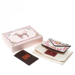 Pre Owned Etro Beige Printed Leather Card Holder Wallet