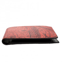 Pre Owned Etro Orange Paisley Printed Coated Canvas Bifold Wallet           