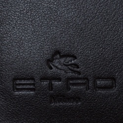 Pre Owned Etro Orange Paisley Printed Coated Canvas Bifold Wallet           