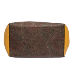 Pre Owned Etro Brown/Mustard Paisley Print Coated Canvas and Leather Tote