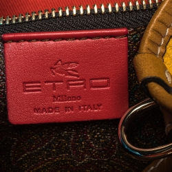 Pre Owned Etro Brown/Mustard Paisley Print Coated Canvas and Leather Tote