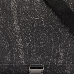Pre Owned Etro Grey Paisley Nylon and Leather Flap Messenger Bag