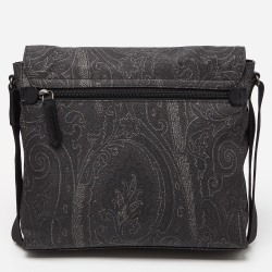 Pre Owned Etro Grey Paisley Nylon and Leather Flap Messenger Bag