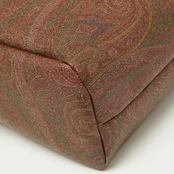 Pre Owned Etro Brown Paisley Printed Coated Canvas and Leather Shopper Tote