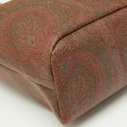 Pre Owned Etro Brown Paisley Printed Coated Canvas and Leather Shopper Tote