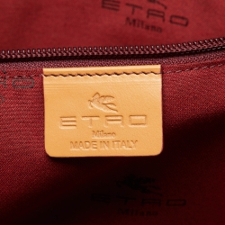 Pre Owned Etro Brown Paisley Printed Coated Canvas and Leather Shopper Tote