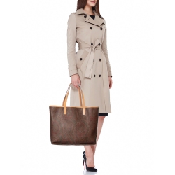 Pre Owned Etro Brown Paisley Printed Coated Canvas and Leather Shopper Tote