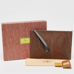 Etro Multicolor Paisley Print Coated Canvas Wristlet Pouch