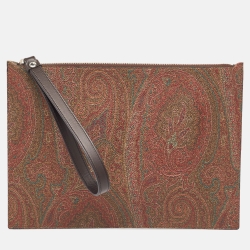 Etro Multicolor Paisley Print Coated Canvas Wristlet Pouch