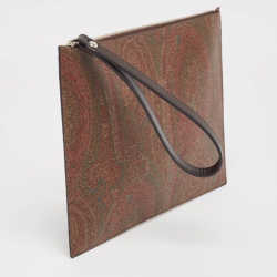 Etro Multicolor Paisley Print Coated Canvas Wristlet Pouch