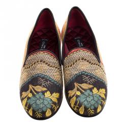 Etro Multicolor Printed Fabric Loafers Size 36