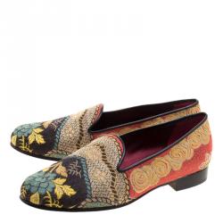 Etro Multicolor Printed Fabric Loafers Size 36