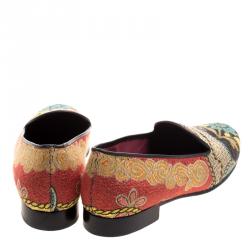 Etro Multicolor Printed Fabric Loafers Size 36