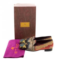 Etro Multicolor Printed Fabric Loafers Size 36