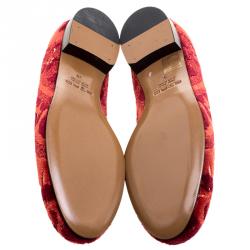 Pre Owned Etro Red Printed Velvet Loafers Size 38