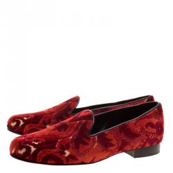 Etro Red Brocade Velvet Smoking Slippers Size 39
