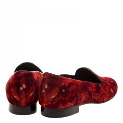 Etro Red Brocade Velvet Smoking Slippers Size 39